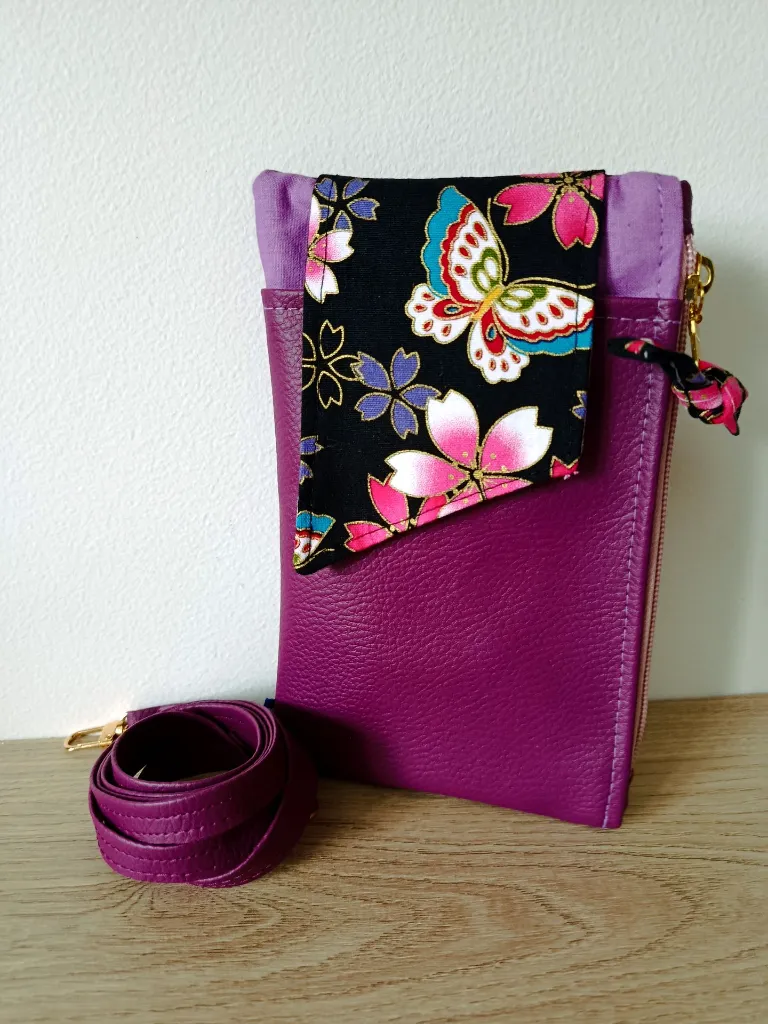 Pochette complice téléphone - Violet papillon Jap.webp