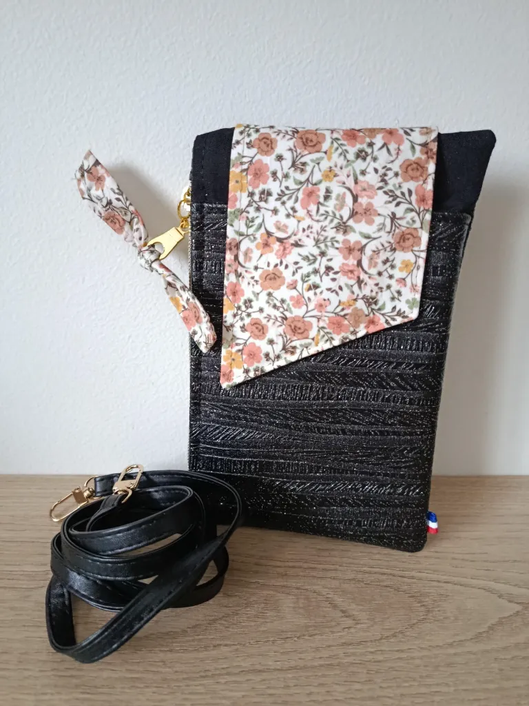 Pochette complice téléphone - Noir P printanier.webp