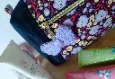 Trousse Manon - Noir Violet - Trousse de toilette - Fait main.webp