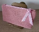 Porte monnaie velours - Vieux rose ruban rose clair.webp