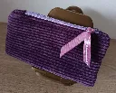 Porte monnaie velours - Violeet ruban vieux rose.webp