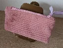 Porte monnaie velours - Vieux rose ruban violet.webp
