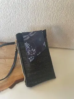 Pochette Complice Téléphone portefeuille (Bleu nuit, fermeture doré fleur)