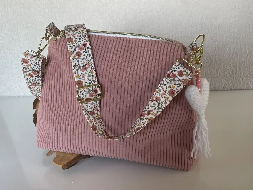 Sac Mina velours côtelé (vieux rose)