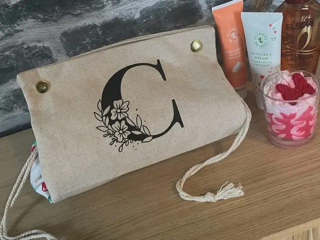 Trousse pochon personnalisable (Taille S, Lettre ( Exemple A - B ... ))