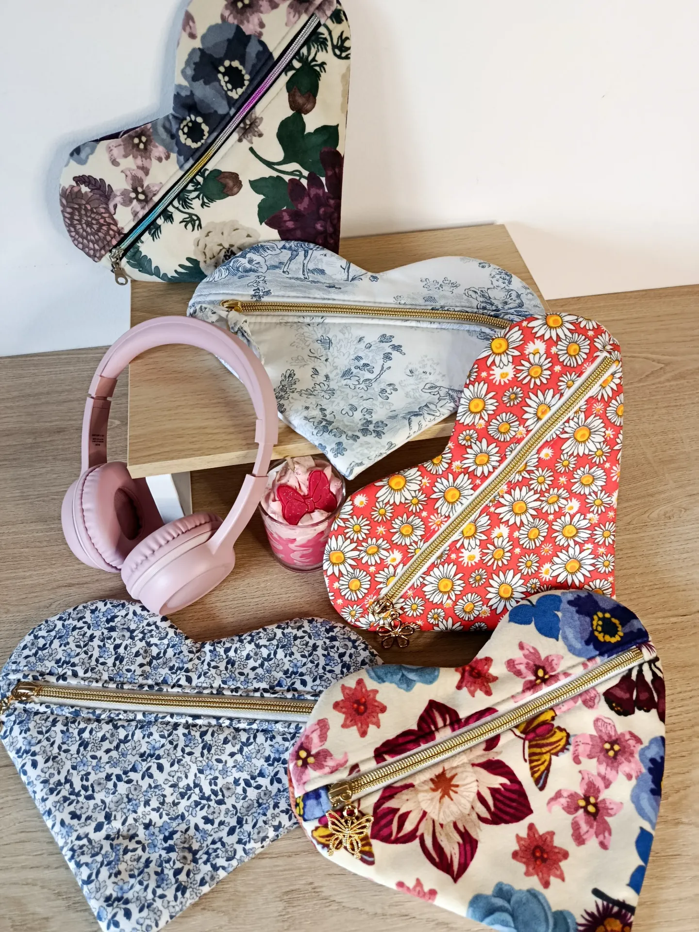 Trousse cœur Valentine faite main